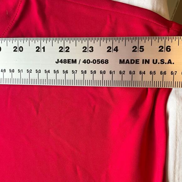 Susan Graver Women Blouse size XL Short Sleeve Crew neck Stretchy High Low Red - Picture 2 of 7